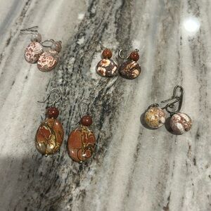 4 Elegant Multicolor Stone Earrings Sterling Silver NEW authentic stone artisan